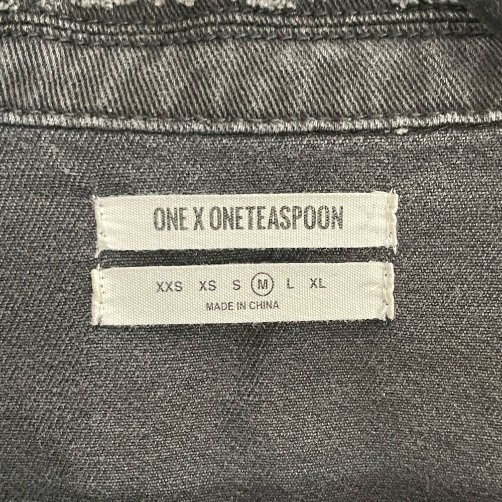 One Teaspoon Vespa Black Moto Biker Denim Jacket Distressed Washed black - Picture 5 of 11